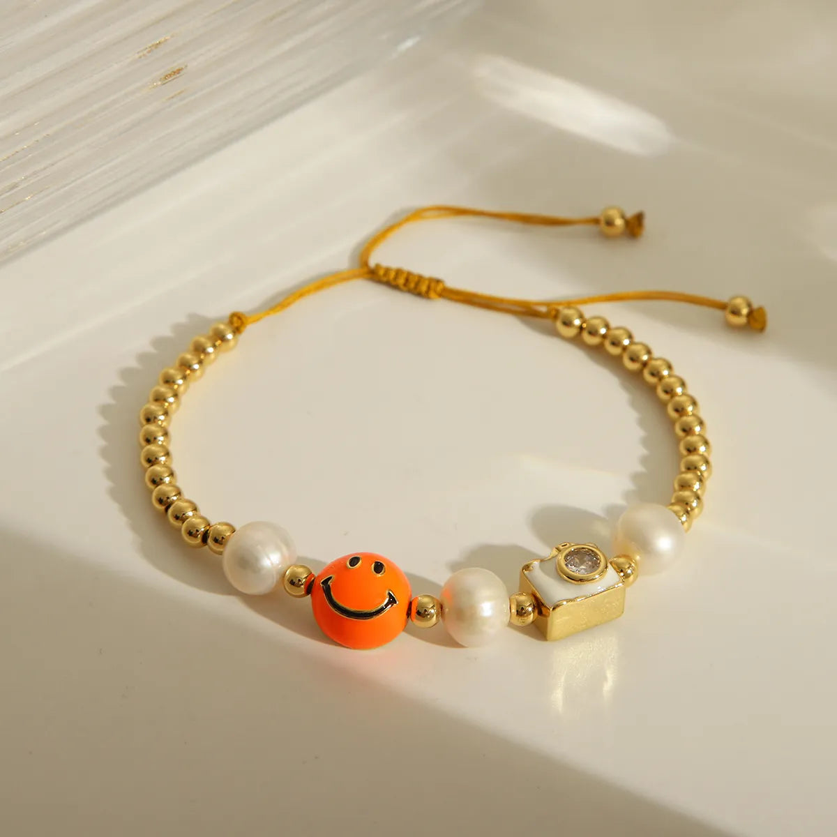 Vacation Beach Commute Devil'S Eye 18K Gold Plated Natural Pearl Polyester Copper Wholesale Drawstring Bracelets