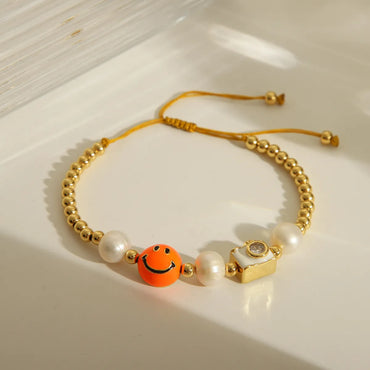 Vacation Beach Commute Devil'S Eye 18K Gold Plated Natural Pearl Polyester Copper Wholesale Drawstring Bracelets