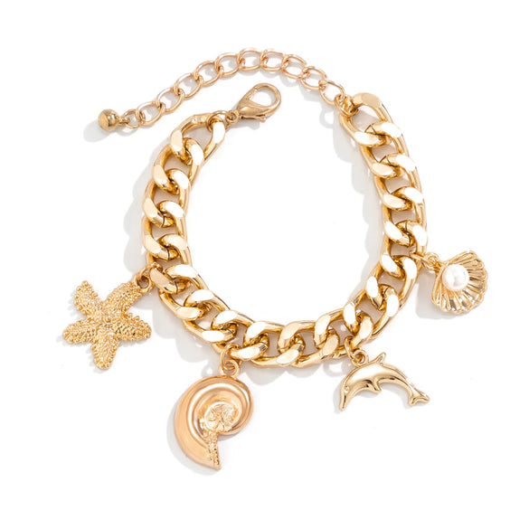 Vacation Beach Starfish Dolphin Shell Alloy Aluminum Wholesale Bracelets