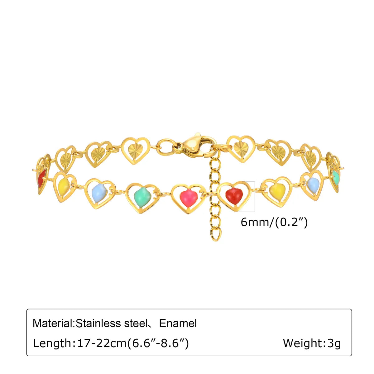 Vacation Beach Sweet Cherry Heart Shape Flower 201 Stainless Steel 18K Gold Plated Bracelets In Bulk