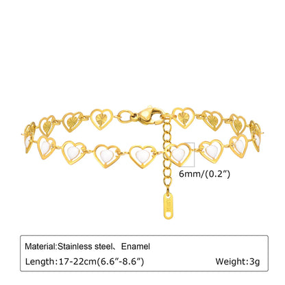 Vacation Beach Sweet Cherry Heart Shape Flower 201 Stainless Steel 18K Gold Plated Bracelets In Bulk