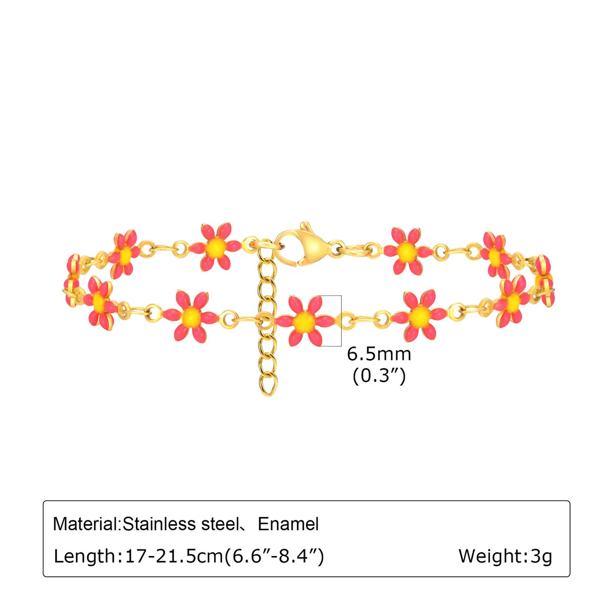 Vacation Beach Sweet Cherry Heart Shape Flower 201 Stainless Steel 18K Gold Plated Bracelets In Bulk