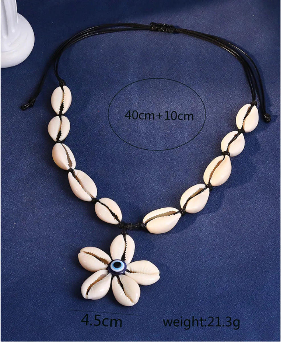 Vacation Bohemian Flower Shell Women'S Pendant Necklace