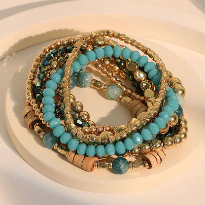 Vacation Bohemian Geometric CCB Resin Glass Wholesale Bracelets