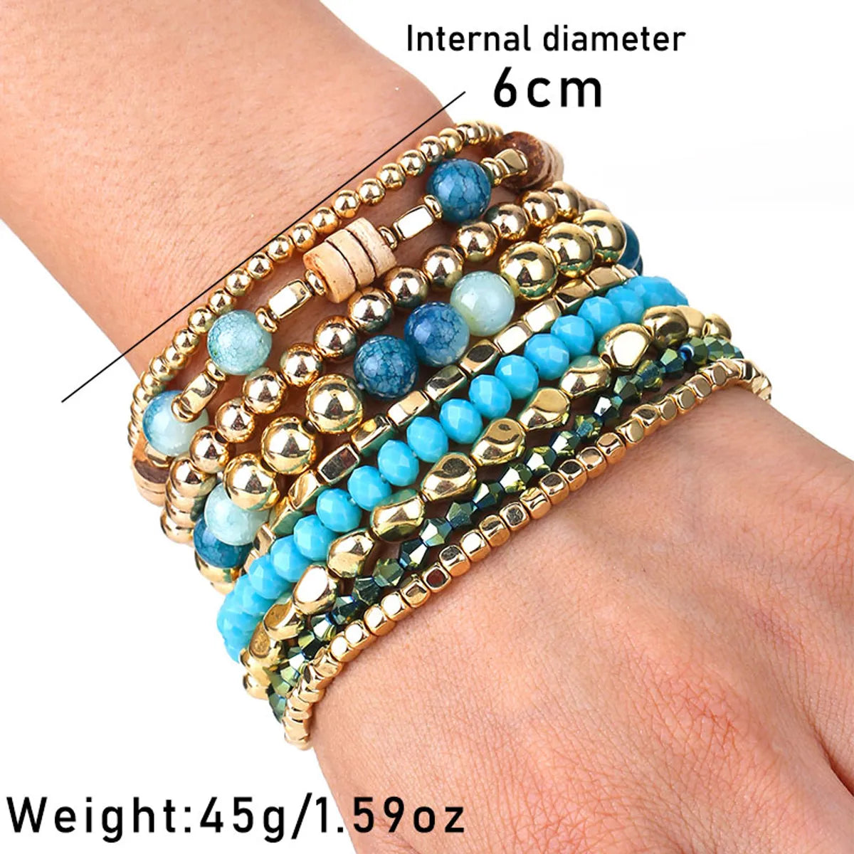 Vacation Bohemian Geometric CCB Resin Glass Wholesale Bracelets