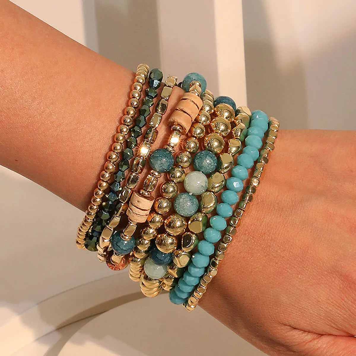 Vacation Bohemian Geometric CCB Resin Glass Wholesale Bracelets