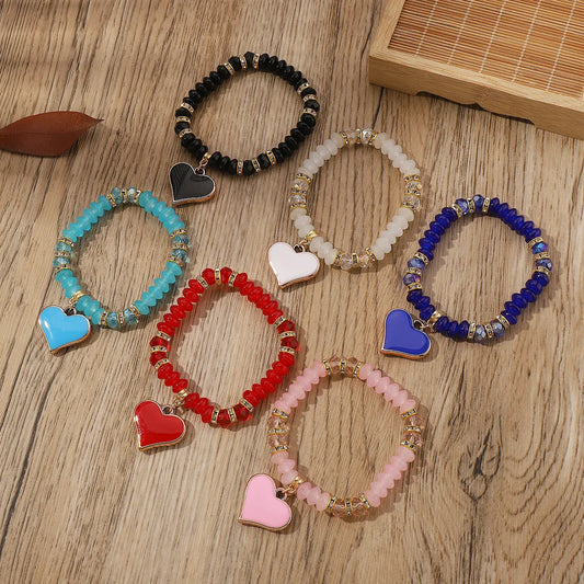 Vacation Bohemian Heart Shape Artificial Crystal Beaded Women's Bracelets