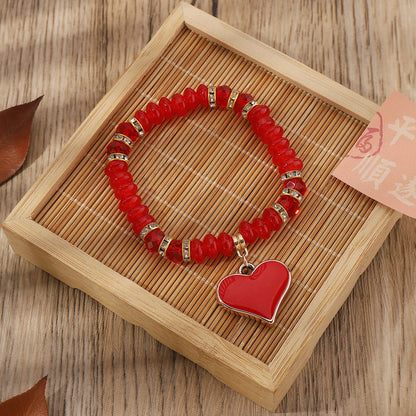 Vacation Bohemian Heart Shape Artificial Crystal Beaded Women's Bracelets