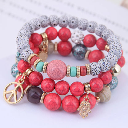 Vacation Circle  Synthetic Resin Beaded Bracelets 1 Set