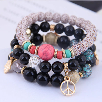 Vacation Circle  Synthetic Resin Beaded Bracelets 1 Set