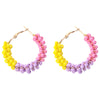 1 Pair Vacation Circle Beaded Braid Synthetic Resin Alloy Hoop Earrings