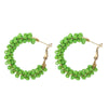 1 Pair Vacation Circle Beaded Braid Synthetic Resin Alloy Hoop Earrings