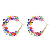 1 Pair Vacation Circle Beaded Braid Synthetic Resin Alloy Hoop Earrings