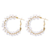 1 Pair Vacation Circle Beaded Braid Synthetic Resin Alloy Hoop Earrings