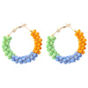 1 Pair Vacation Circle Beaded Braid Synthetic Resin Alloy Hoop Earrings