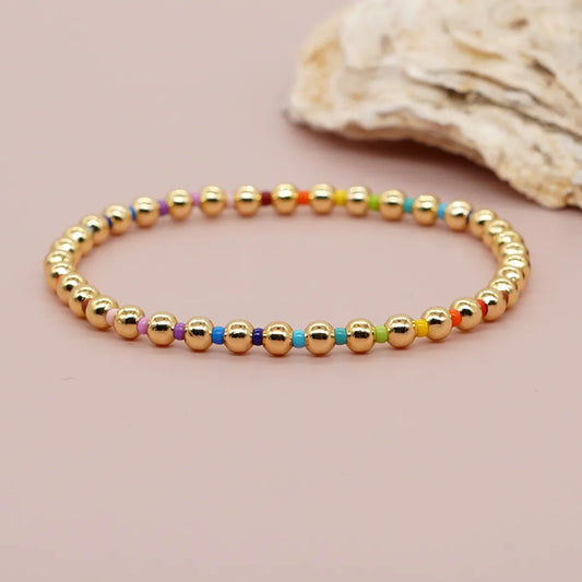 Vacation Classic Style Colorful Polyester Glass Copper Wholesale Bracelets