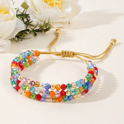 Vacation Color Block Artificial Crystal Rope Wholesale Bracelets