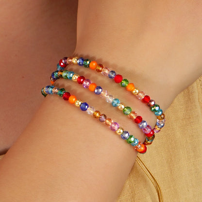 Vacation Color Block Artificial Crystal Rope Wholesale Bracelets