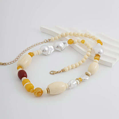 Vacation Color Block Imitation Pearl Men'S Necklace