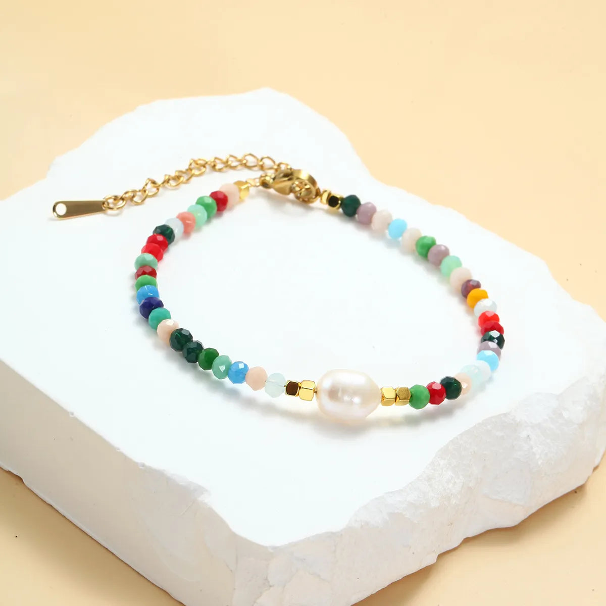 Vacation Colorful Artificial Crystal Freshwater Pearl Beaded Handmade Women'S Bracelets