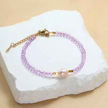 Vacation Colorful Artificial Crystal Freshwater Pearl Beaded Handmade Women'S Bracelets