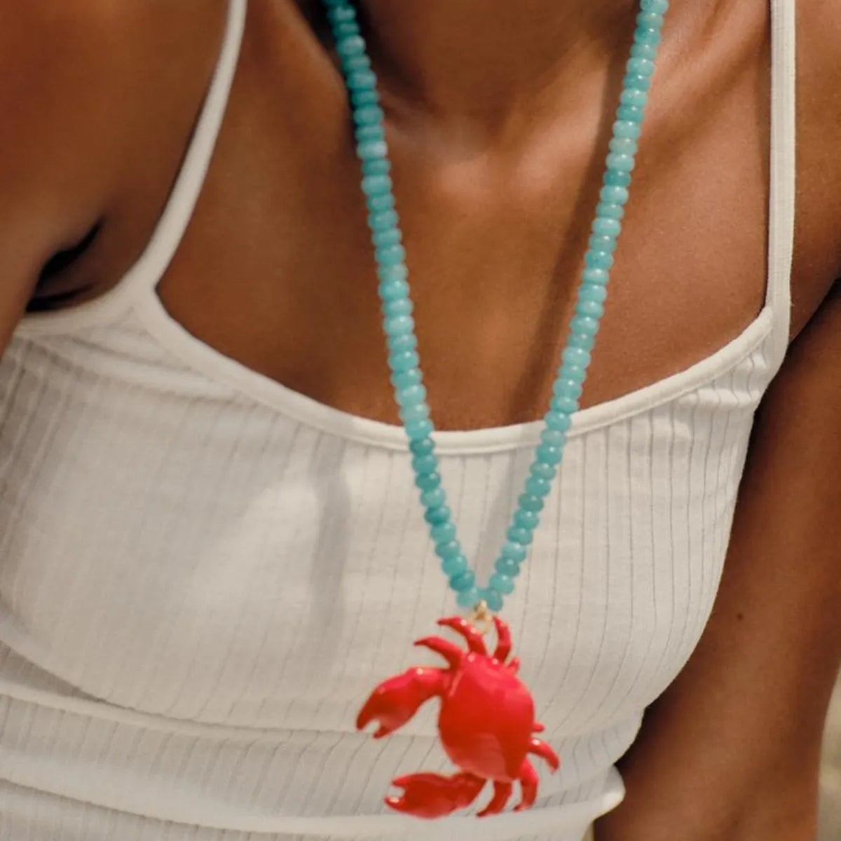 Vacation Crab Beaded Alloy Wholesale Pendant Necklace