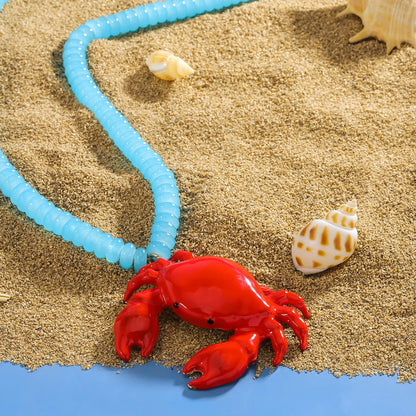 Vacation Crab Beaded Alloy Wholesale Pendant Necklace