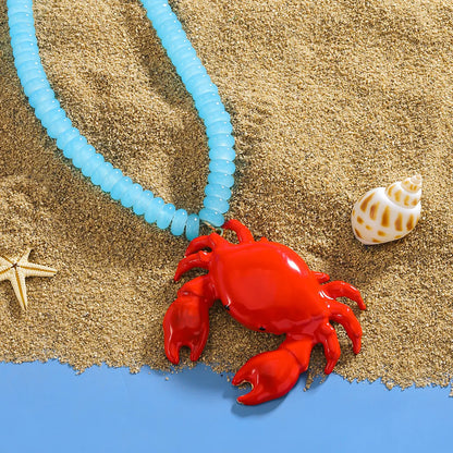 Vacation Crab Beaded Alloy Wholesale Pendant Necklace