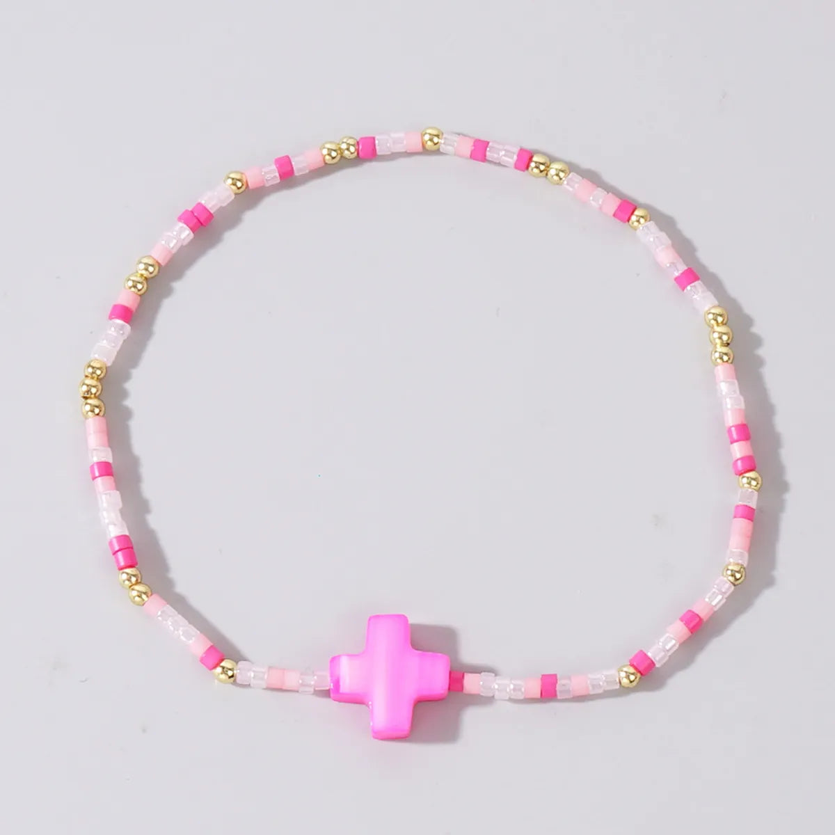 Vacation Cross Color Block Glass Copper Wholesale Bracelets