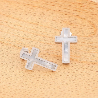 Vacation Cross Titanium Steel Plating Inlay Shell 18k Gold Plated Bracelets Earrings Necklace