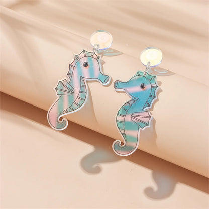 Vacation Dolphin Octopus Shark Arylic Printing Women's Drop Earrings