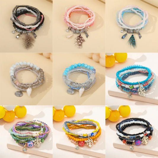 Vacation Ethnic Style Color Block Alloy Glass Beaded Women's Bracelets