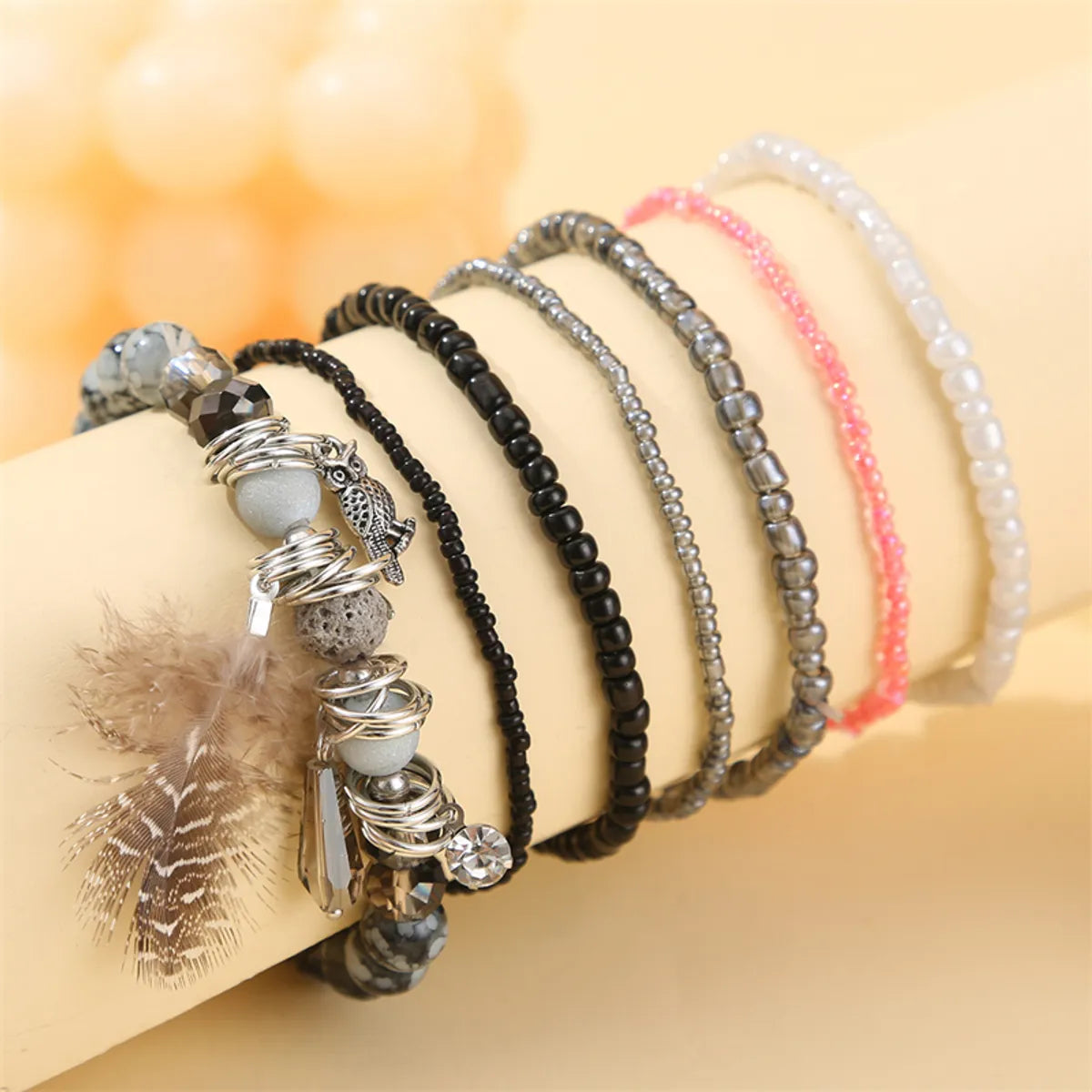 Vacation Ethnic Style Color Block Alloy Glass Beaded Women's Bracelets