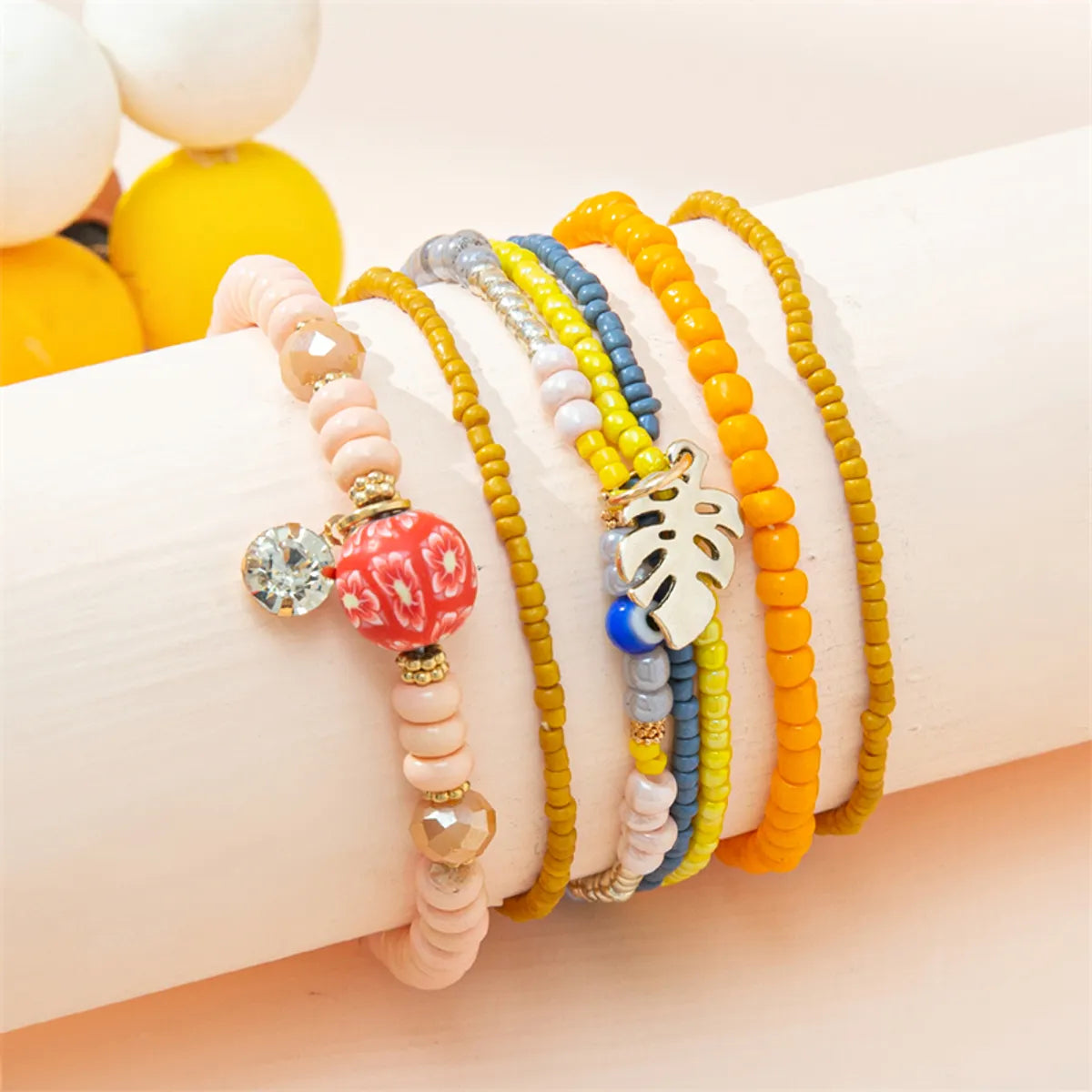 Vacation Ethnic Style Color Block Alloy Glass Beaded Women's Bracelets