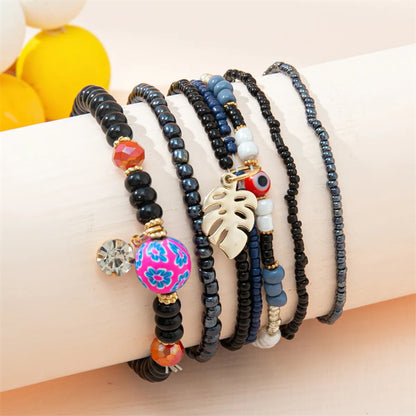 Vacation Ethnic Style Color Block Alloy Glass Beaded Women's Bracelets