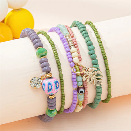 Vacation Ethnic Style Color Block Alloy Glass Beaded Women's Bracelets