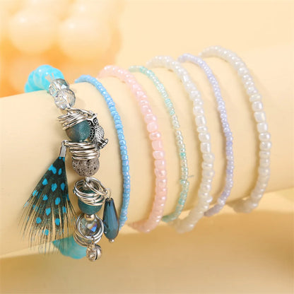 Vacation Ethnic Style Color Block Alloy Glass Beaded Women's Bracelets