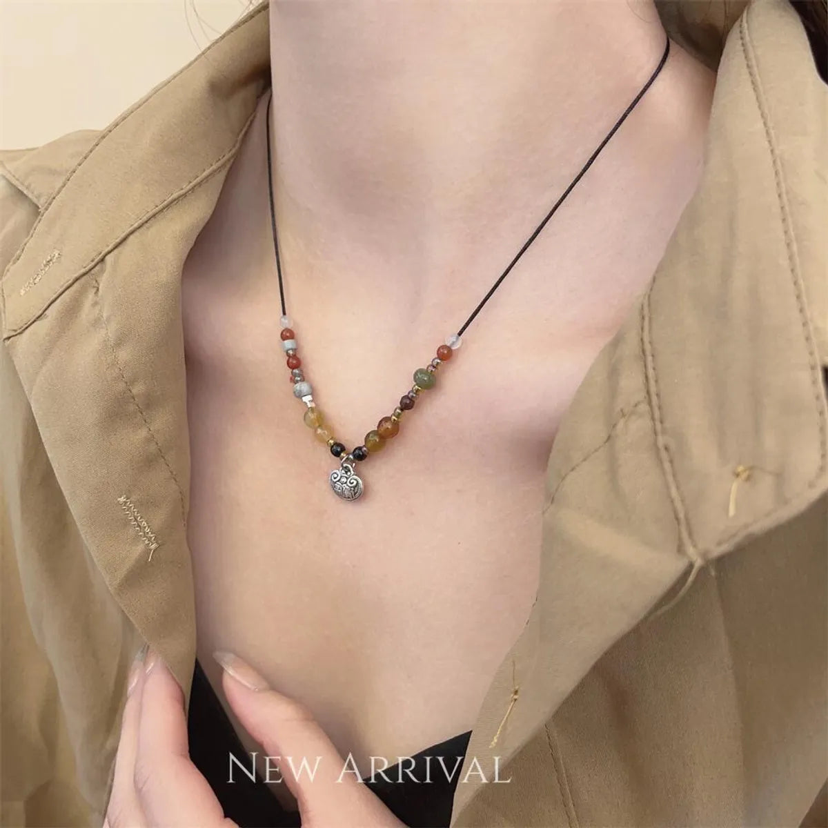 Vacation Ethnic Style Geometric Natural Stone Copper Pendant Necklace In Bulk