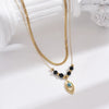 Vacation Ethnic Style Horns Eye Stainless Steel Enamel Plating Inlay Turquoise Resin 14k Gold Plated Necklace