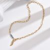 Vacation Ethnic Style Horns Eye Stainless Steel Enamel Plating Inlay Turquoise Resin 14k Gold Plated Necklace