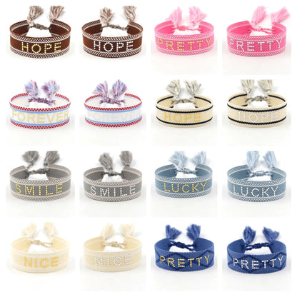 Vacation Ethnic Style Letter Polyester Wholesale Bracelets