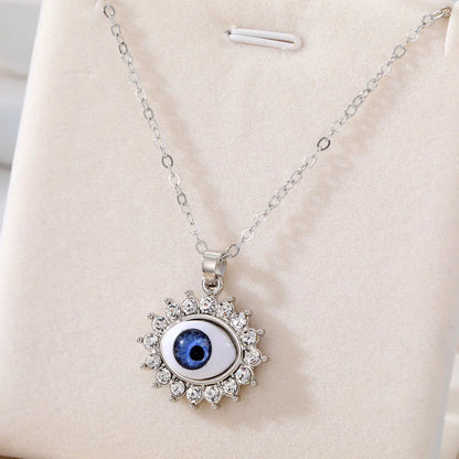 Vacation Funny Simple Style Sun Heart Shape Eye Alloy Inlay Rhinestones Women'S Pendant Necklace