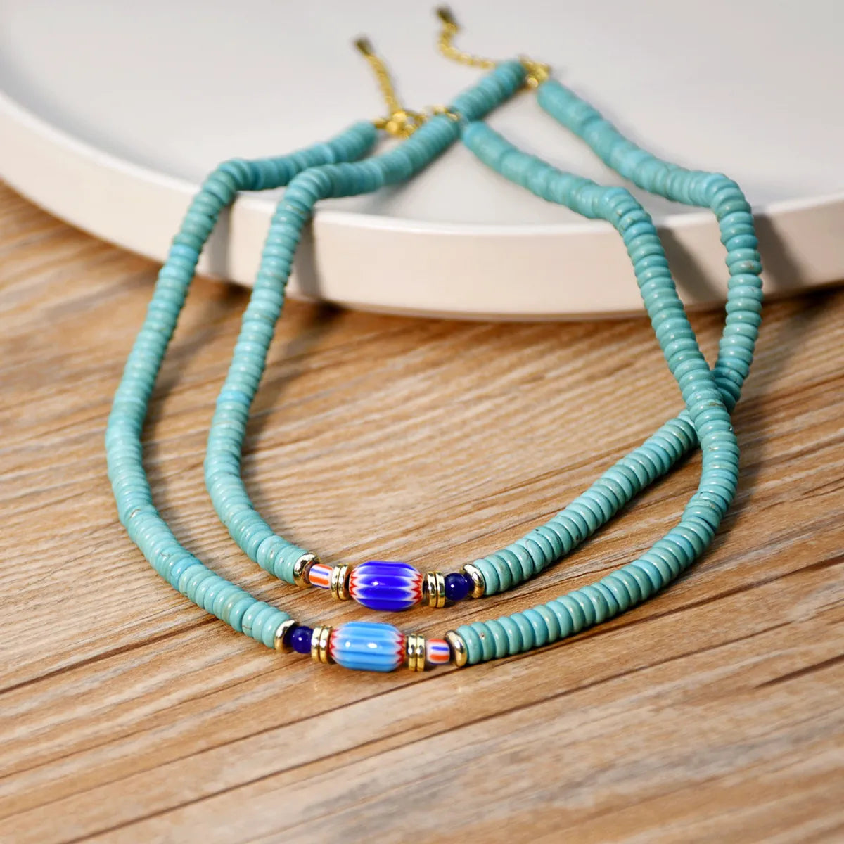 Vacation Geometric Color Block 316 Stainless Steel  Turquoise Wholesale Necklace