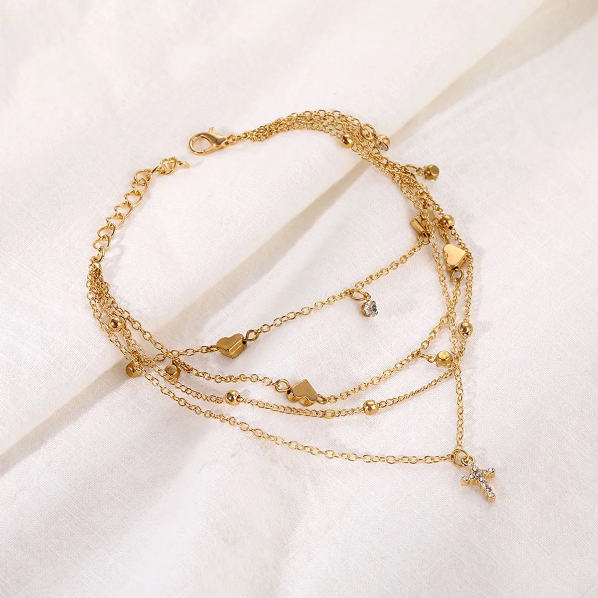 Vacation Heart Shape Bow Knot Crystal Alloy Wholesale Anklet