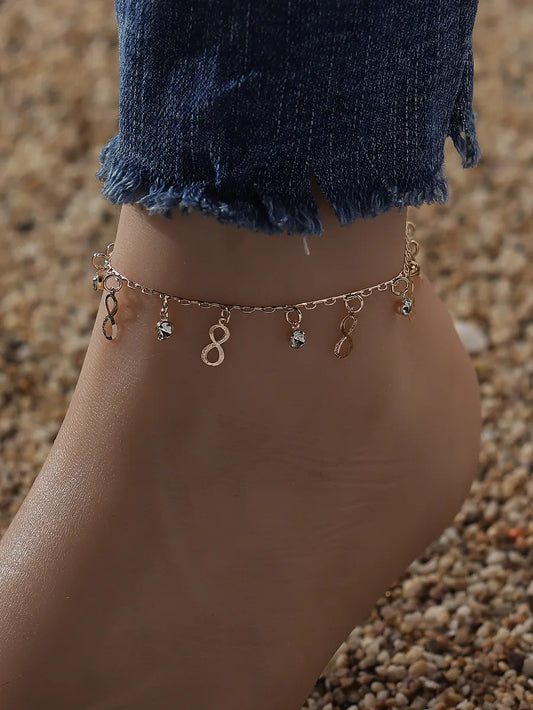 Vacation Infinity Alloy Inlay Rhinestones Women'S Anklet