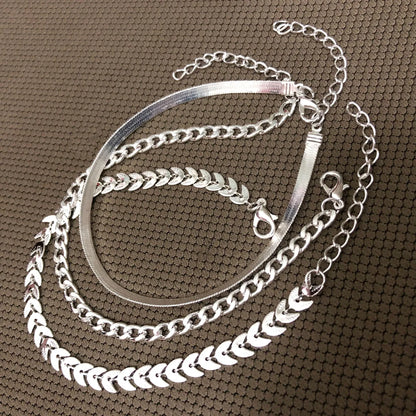 Vacation Leaf Solid Color Alloy Iron Wholesale Anklet