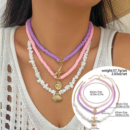 Vacation Marine Style Tortoise Starfish Alloy Seed Bead Soft Clay Plating Women'S Jewelry Set