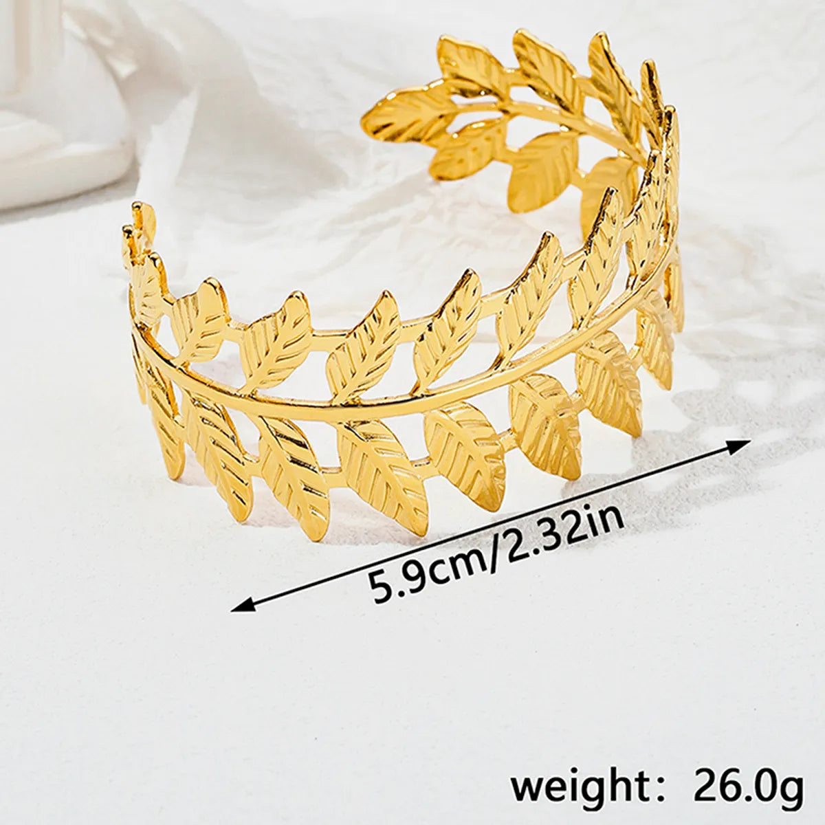 Vacation Modern Style Commute Leaf Flower Grain Stainless Steel Asymmetrical Metal Bangle