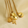Vacation Modern Style Fruit Rose Shell Stainless Steel Plating 18k Gold Plated Pendant Necklace Long Necklace