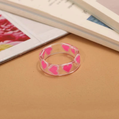 Vacation Modern Style Heart Shape Smile Face Flower Plastic Resin Women'S Rings